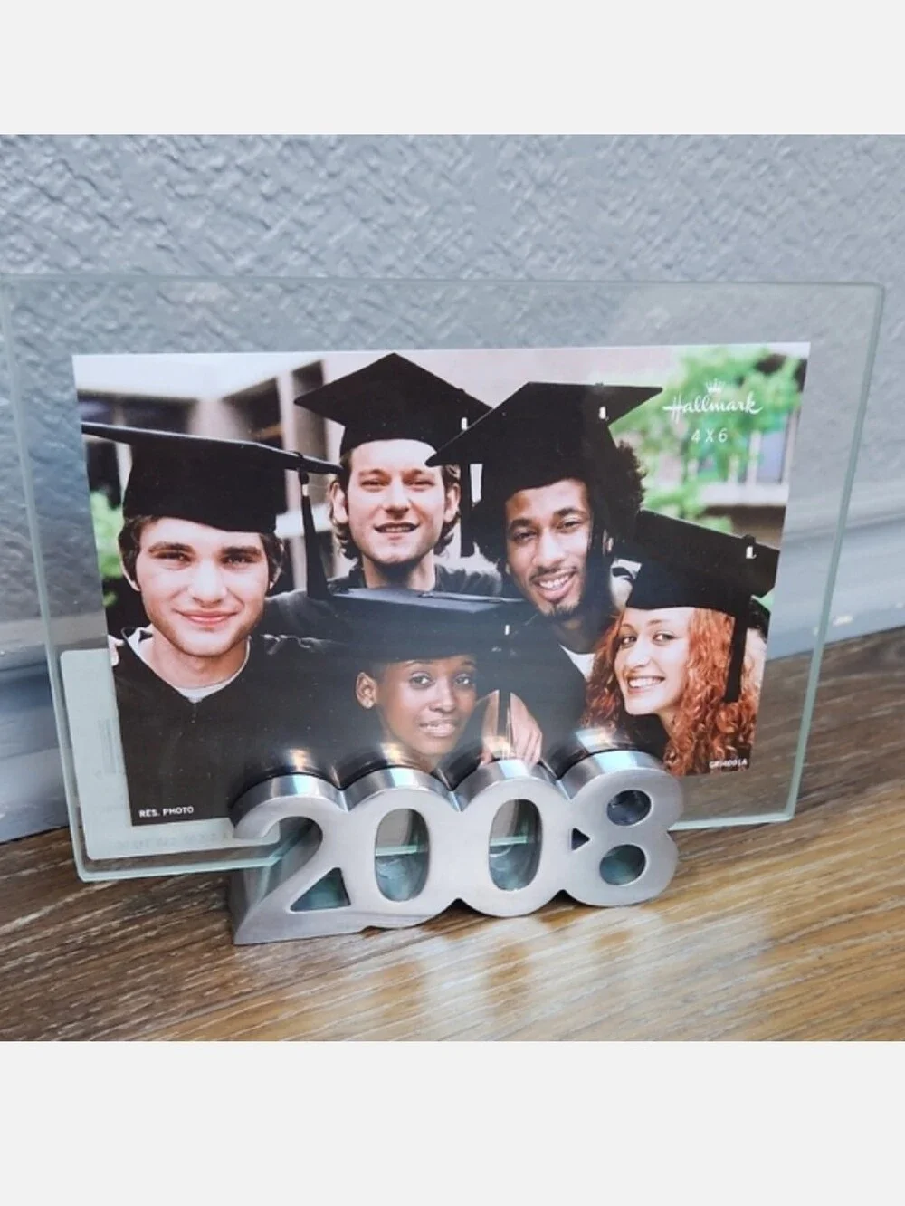 NWT Hallmark Year 2008 Glass Photo Frame Silver Clear